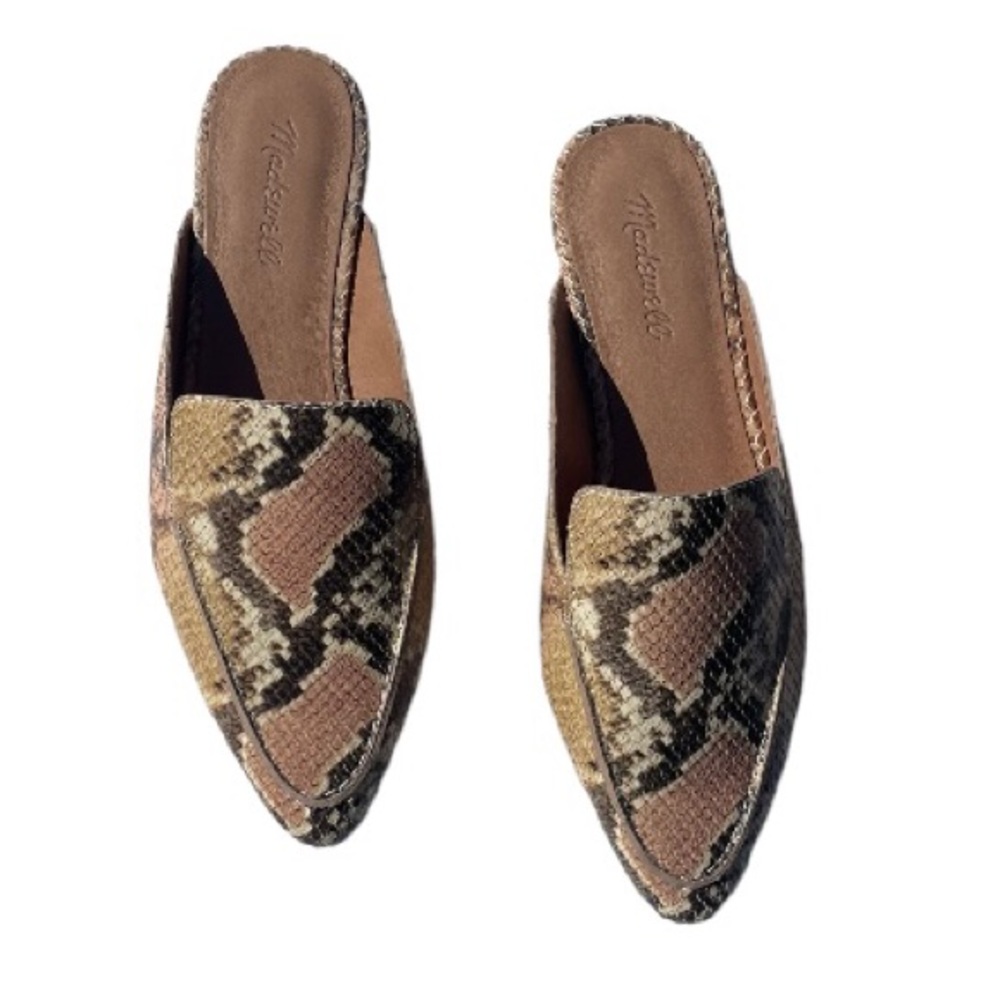 NWT Madewell The Frances Skimmer Mule in Snake Embossed Leather